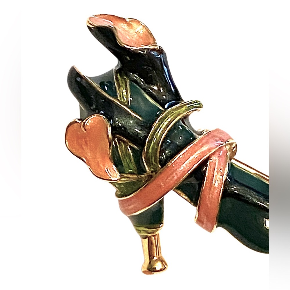 Kenneth Jay Lane High Heeled Shoe Brooch Green Floral View 2